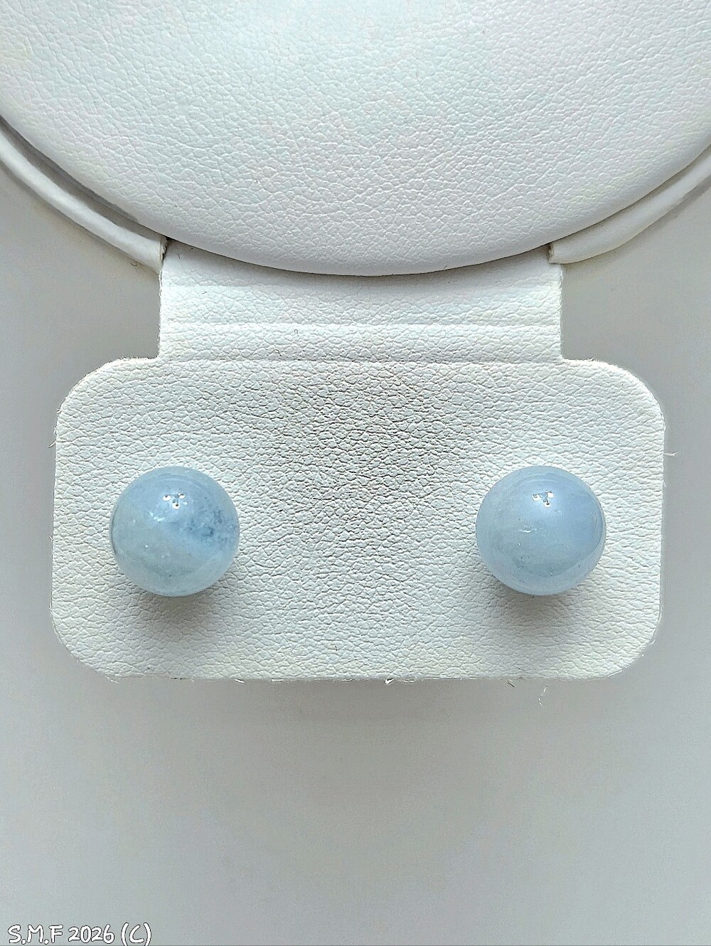 Espirito Santo Aquamarine Stud Earrings in Rhodium Over Sterling Silver